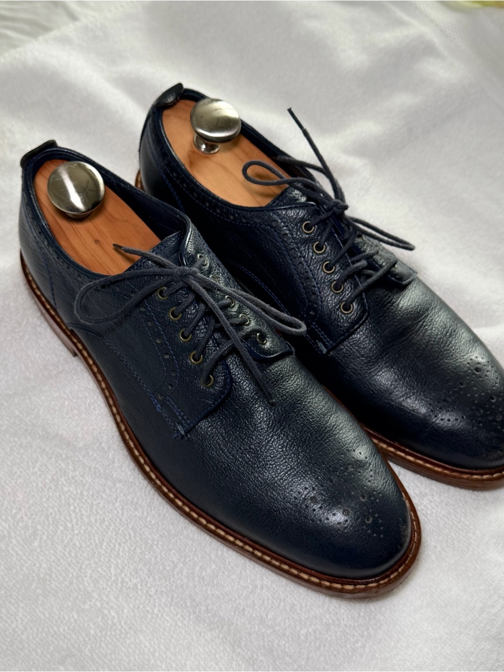 Cole Haan Navy Blue Leather Wingtip Oxfords - Picture 6 of 7